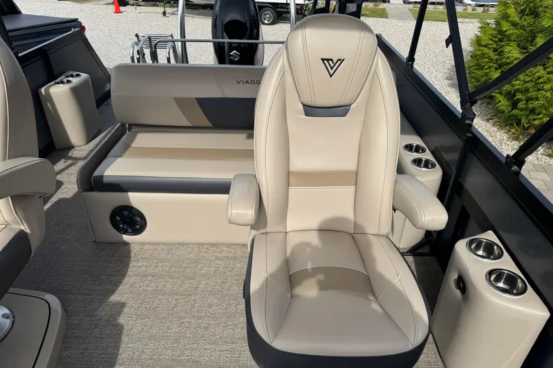 Slide: The Image of Luxurious seating on 2023 Viaggio DIAMANTE 23S boat with cup holders and modern design. - 13