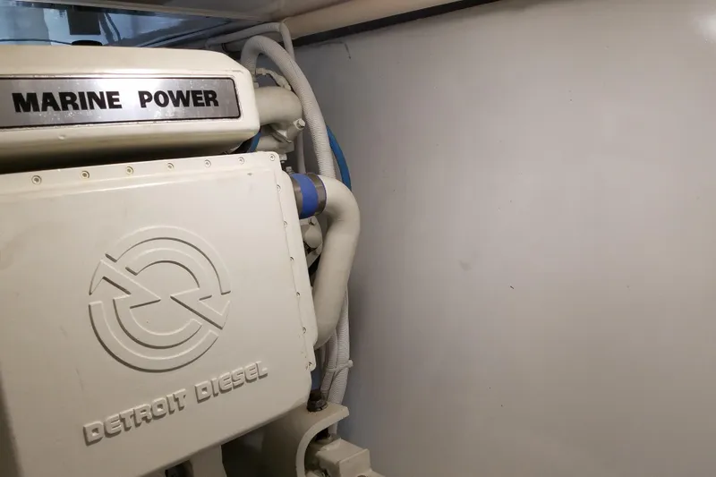 Slide: The Image of Engine room of 1982 Ocean Yachts 55 Super Sport with Detroit Diesel engine. - 42