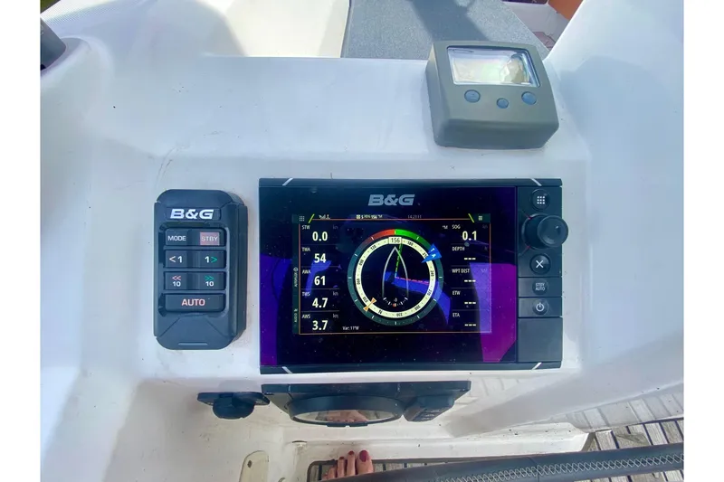 Slide: The Image of B&G navigation system on 2016 Beneteau Oceanis 35 sailboat dashboard. - 50