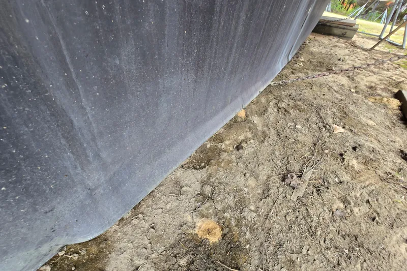 Slide: The Image of 1981 Kaiser 34' Gale Force offshore cutter with polished wooden handrail detail. - 33