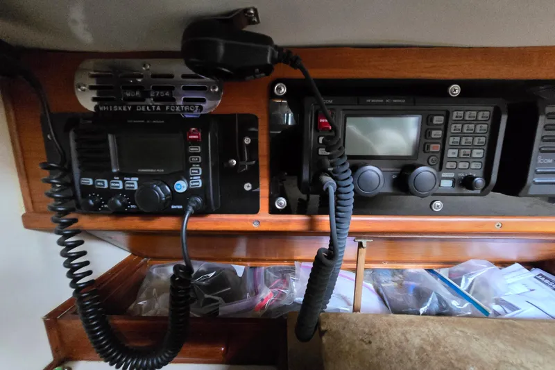 Slide: The Image of 1981 Kaiser 34' Gale Force offshore cutter bathroom with sink, toilet, and porthole. - 47