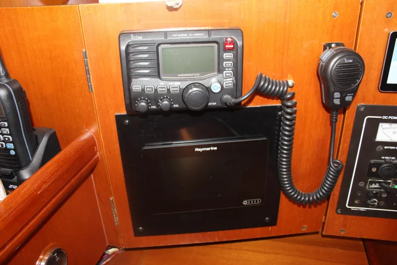 Slide: The Image of VHF marine radio and navigation equipment on a 2001 Beneteau 411 yacht. - 22