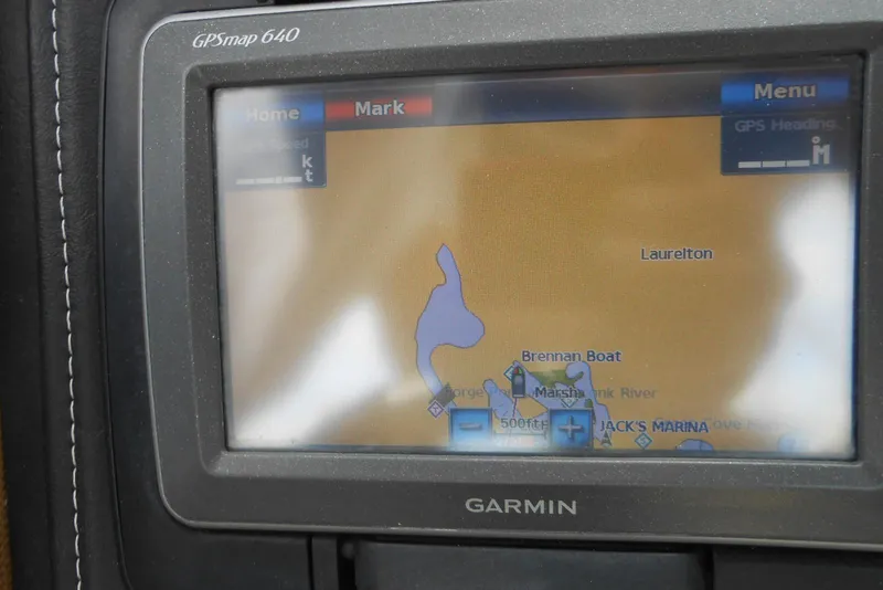 Slide: The Image of Garmin GPSmap 640 displaying navigation map on a 2015 Cobalt 296 boat. - 20