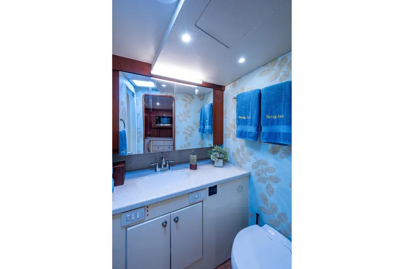 Slide: The Image of Luxurious bathroom interior of 2008 Ocean Yachts 37 Billfish, featuring elegant fixtures and decor. - 34