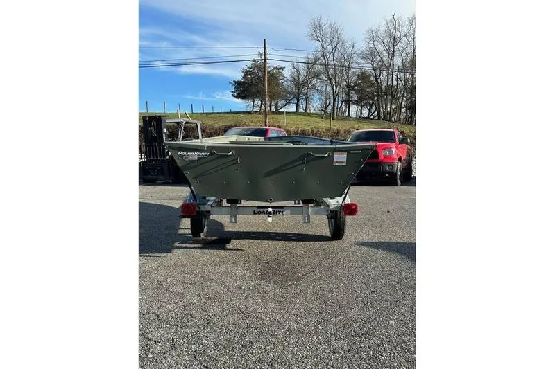 Slide: The Image of 2024 Polar Kraft MV1648 Jon Boat on trailer, parked outdoors. - 5