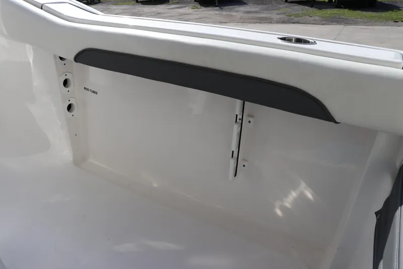 Slide: The Image of 2020 Tidewater 252 LXF boat interior with rod tubes and sleek design. - 15