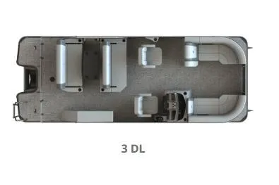 Slide: The Image of Top view of 2026 Starcraft EXS 3 pontoon boat layout, labeled "3 DL". - 25
