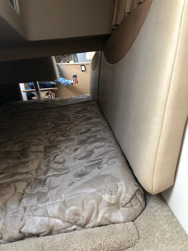 Slide: The Image of Interior cabin of 2013 Formula 350 Sun Sport with patterned bedding. - 26
