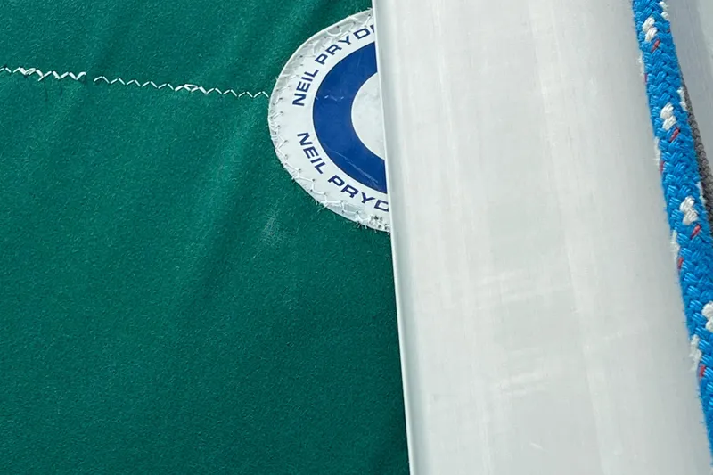 Slide: The Image of Close-up of a Beneteau Oceanis 46 sail with Neil Pryde logo, 2007 model. - 24