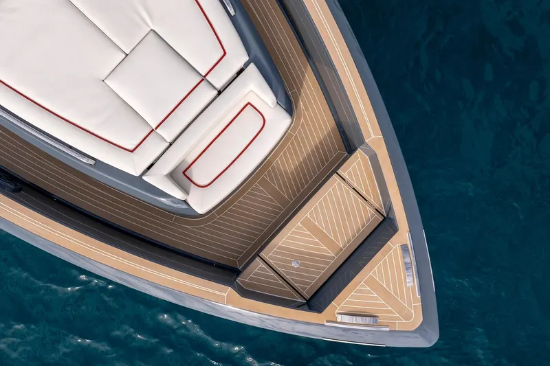 Slide: The Image of 2026 Pardo Yachts P43R luxury yacht deck with elegant seating and teak flooring. - 29