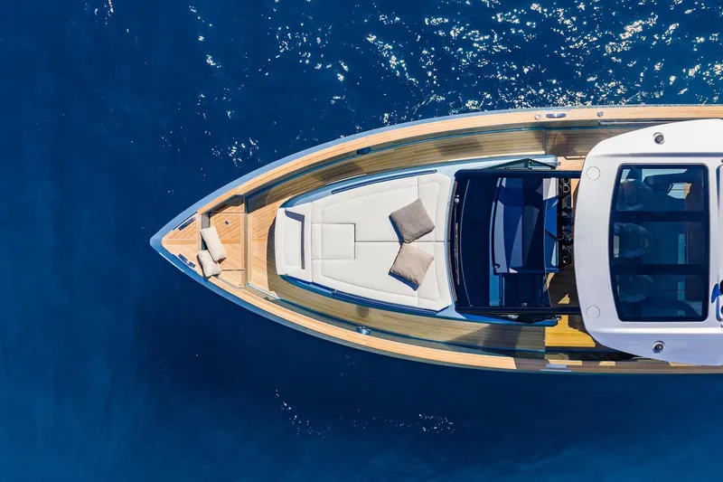 Slide: The Image of Aerial view of 2026 Pardo Yachts P43 luxury yacht on blue ocean water. - 3