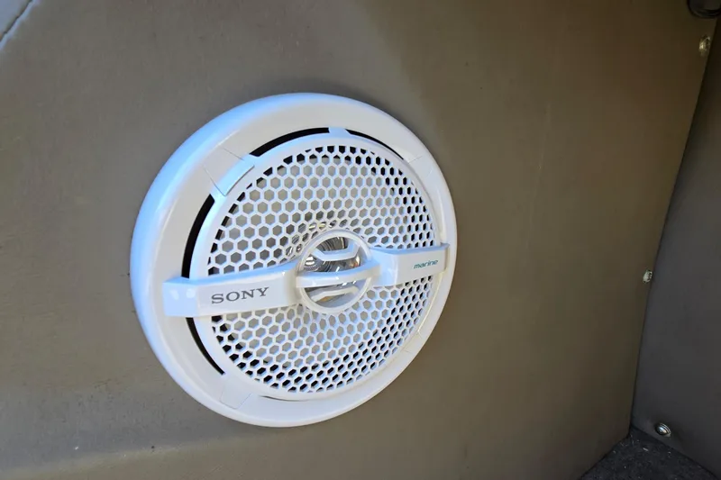 Slide: The Image of Sony marine speaker installed in a 1996 Cobalt 220 boat interior. - 34