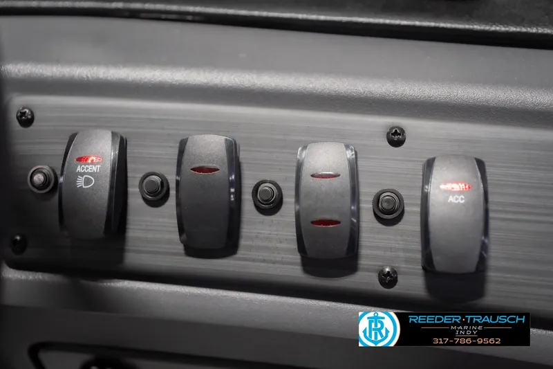 Slide: The Image of Control panel of 2026 Bennington 22 SSR boat with accent and accessory switches. - 38