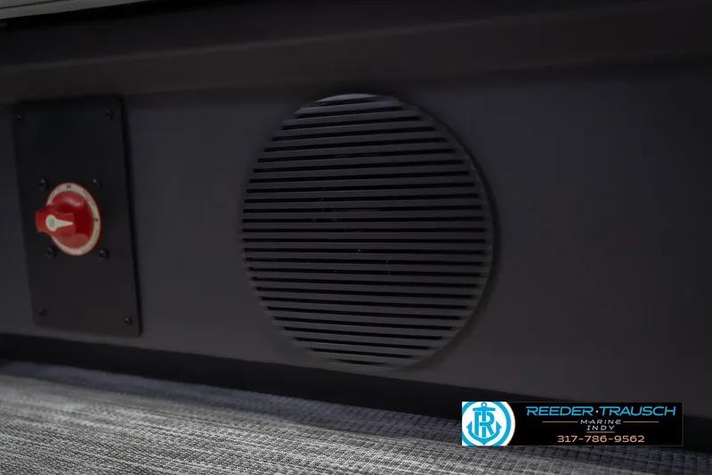 Slide: The Image of 2026 Bennington 22 SSR boat interior with speaker and control switch. - 45