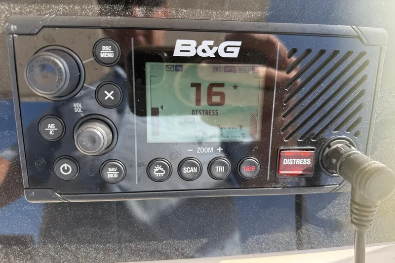 Slide: The Image of B&G marine radio display on a 1994 Pursuit 2150 Dual Console boat. - 12