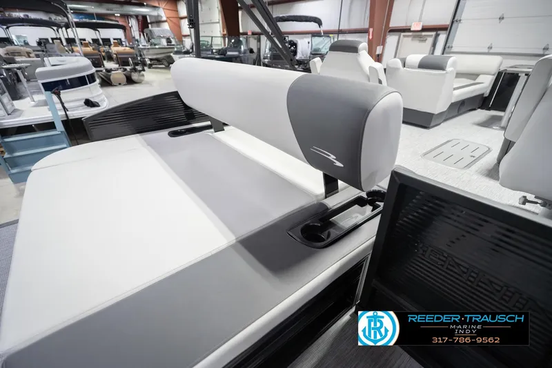 Slide: The Image of 2026 Bennington 22 SSB pontoon boat interior with modern seating and sleek design. - 29