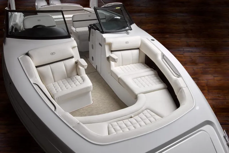Slide: The Image of Manufacturer Provided Image: 2021 Cobalt 30SC boat interior with luxurious white seating. - 24
