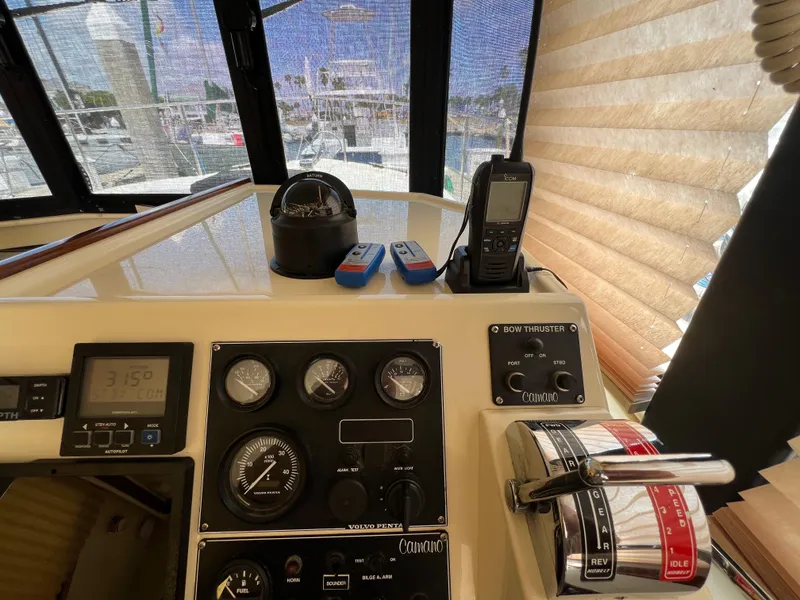 Slide: The Image of 2001 Camano 31 Troll helm with navigation instruments and controls. - 40