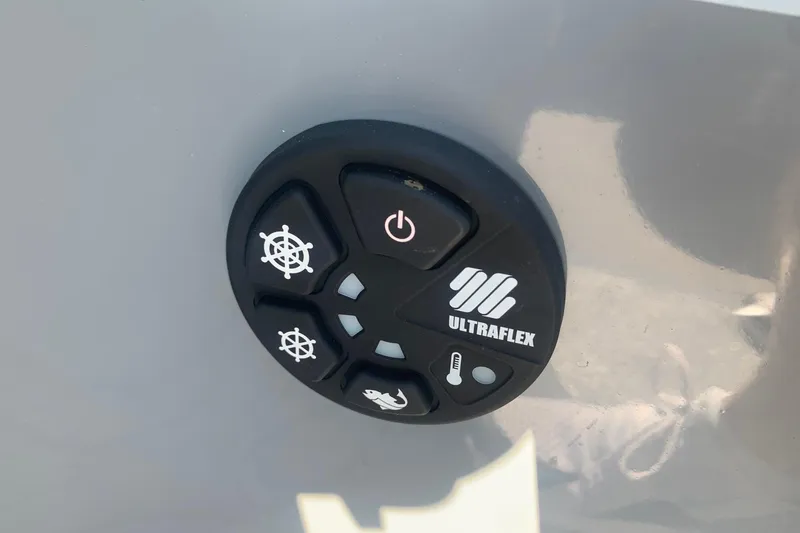 Slide: The Image of Ultraflex control panel on 2020 Veranda Relax VR22RC boat, featuring various function buttons. - 22