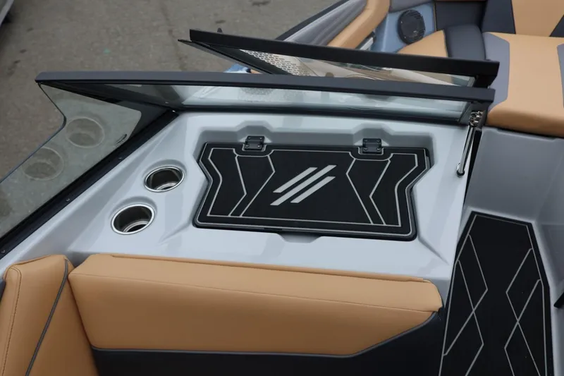 Slide: The Image of 2026 ATX Surf Boats 22 Type-S interior with cup holders and sleek design. - 41