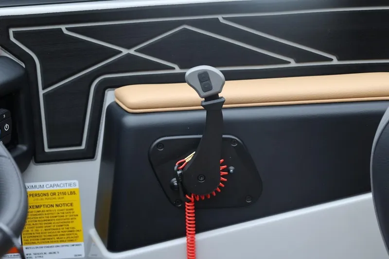 Slide: The Image of Interior detail of 2026 ATX Surf Boats 22 Type-S, featuring control panel and design elements. - 50