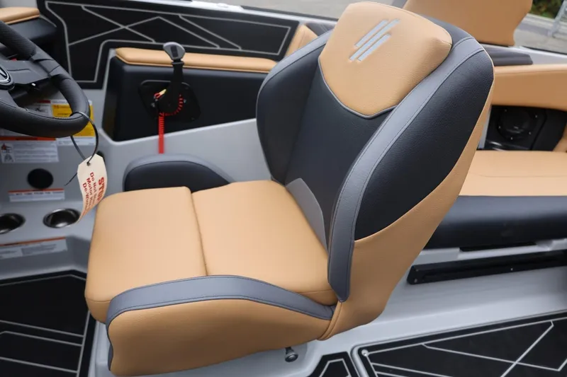 Slide: The Image of 2026 ATX Surf Boats 22 Type-S interior with tan and gray seating. - 52