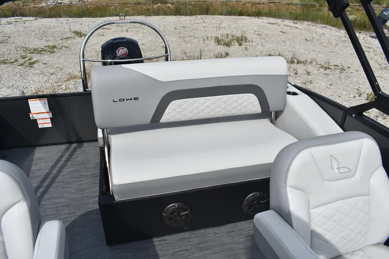 Slide: The Image of 2026 Lowe SS 230 DV boat interior with stylish seating and modern design. - 15
