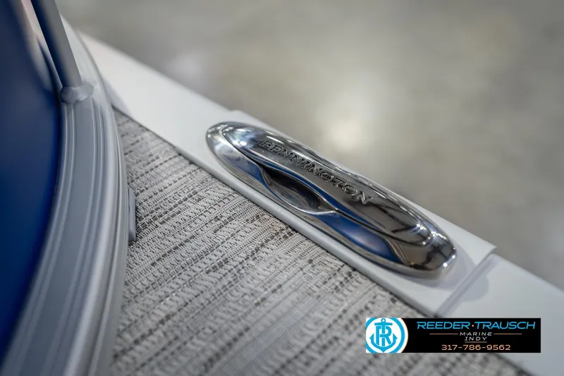 Slide: The Image of 2026 Bennington 23 SSB boat detail with logo and textured flooring. - 55