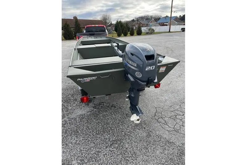 Slide: The Image of 2024 Polar Kraft MV 1648 Jon Boat with Yamaha 20 hp engine on trailer. - 5