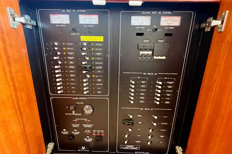 Slide: The Image of Vanner Voltmaster 60 Amp battery equalizer in 2006 Bertram 390 Convertible engine room. - 68