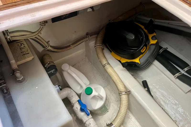 Slide: The Image of Label on a Seaward water heater in a 2006 Bertram 390 Convertible boat. - 80