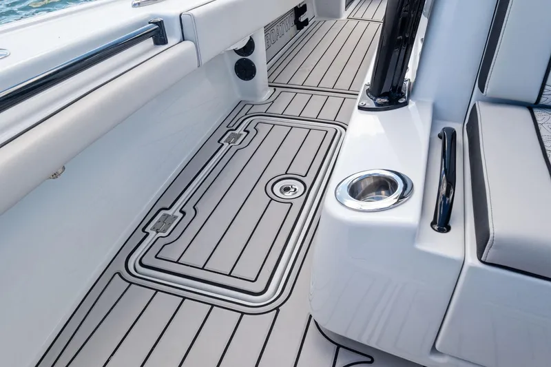 Slide: The Image of 2020 Barker Boatworks 26 Open deck with sleek seating and cup holder. - 18
