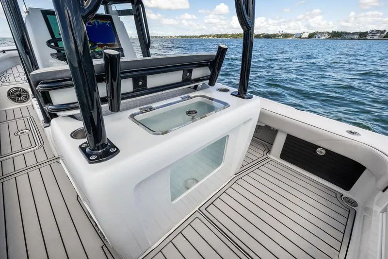 Slide: The Image of 2020 Barker Boatworks 26 Open interior with sleek design and ocean view. - 31