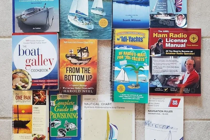 Slide: The Image of Books on sailing, navigation, and radio communication, ideal for Island Packet 440 enthusiasts. - 163