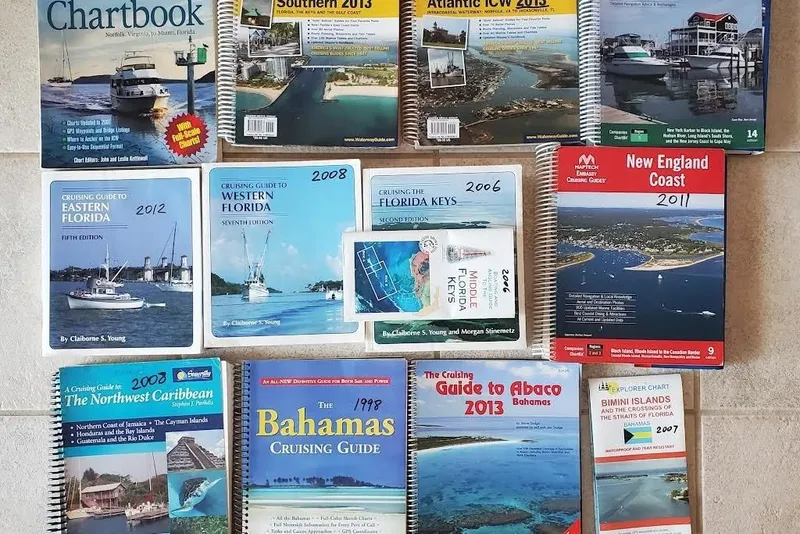 Slide: The Image of Nautical guides and chartbooks collection, featuring various cruising regions and years, including 2006 Island Packet 440. - 165