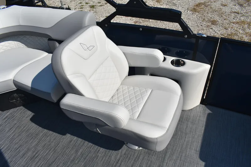 Slide: The Image of Luxurious seating on 2026 Lowe SS 230 WV boat with cup holders and elegant design. - 13