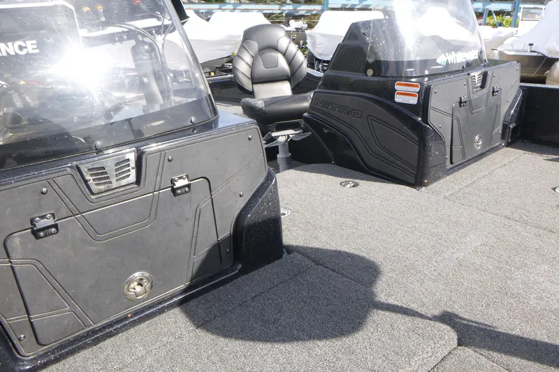 Slide: The Image of 2023 Nitro ZV21 boat interior with seating and storage compartments. - 38