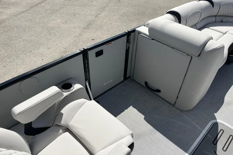 Slide: The Image of Luxurious seating on 2026 Avalon 2385 Catalina Quad Lounger, Tri Toon High Performance boat. - 14