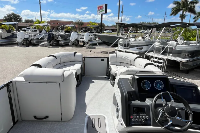 Slide: The Image of Luxurious seating on 2026 Avalon 2385 Catalina Quad Lounger, Tri Toon High Performance boat. - 15