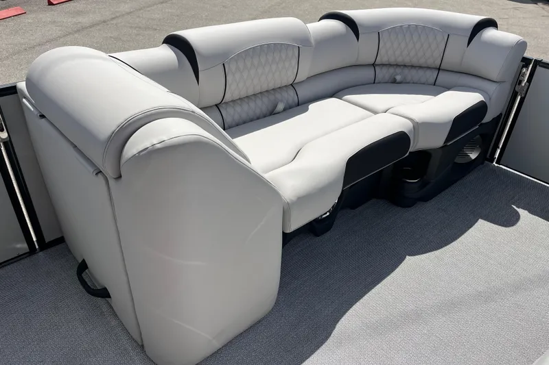 Slide: The Image of Luxurious seating on 2026 Avalon 2385 Catalina Quad Lounger, Tri Toon High Performance boat. - 17