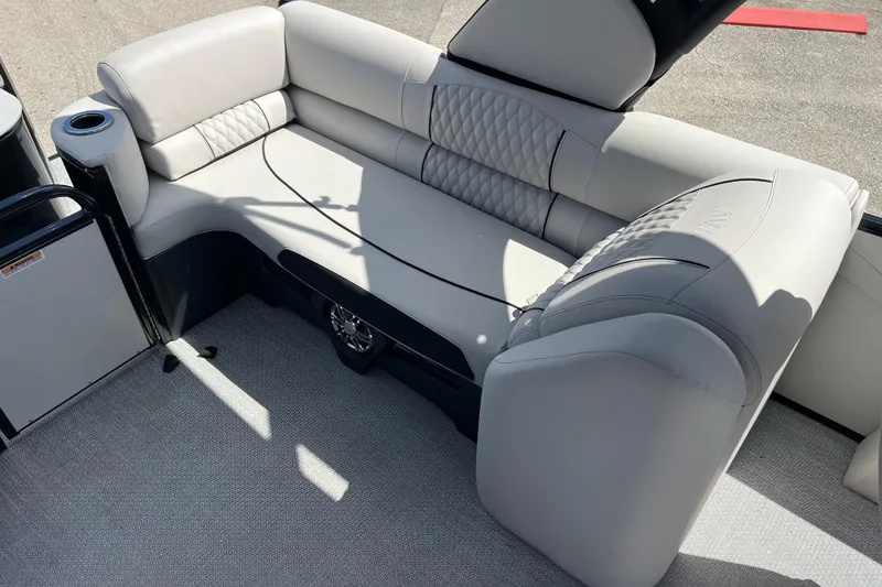 Slide: The Image of 2026 Avalon 2385 Catalina Quad Lounger interior with plush seating and modern design. - 23
