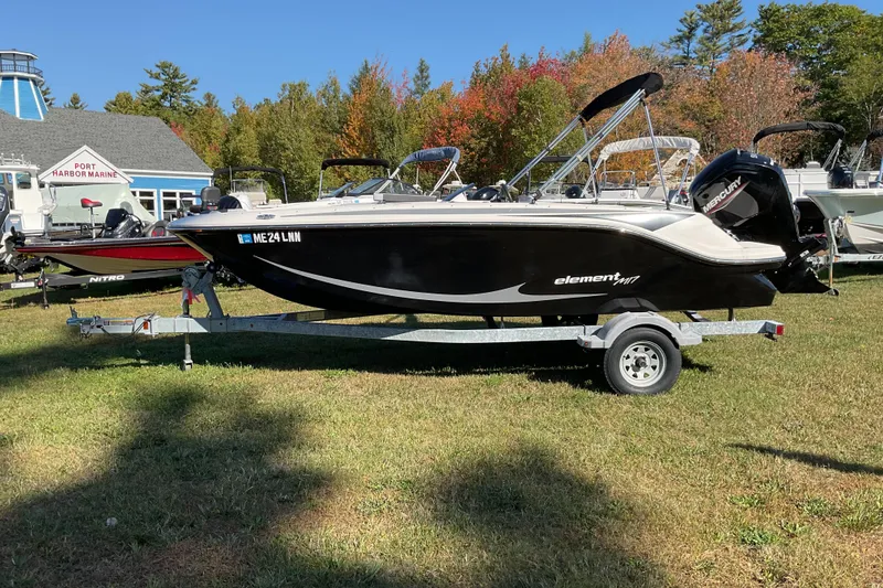Slide: The Image of 2022 Bayliner Element M17 boat on trailer at Port Harbor Marine. - 5