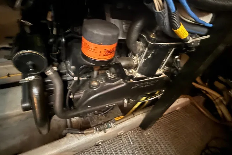 Slide: The Image of Luxurious interior of 2004 Meridian 408 Motoryacht with leather seating and modern amenities. - 13