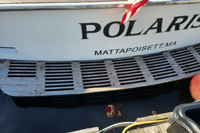 Slide: The Image of 1977 Post Sport Fish boat named Polaris, docked in Mattapoisett, MA. - 6