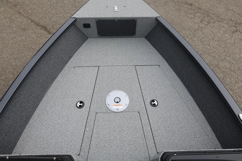 Slide: The Image of Bow deck of 2026 Lund 1775 Adventure Sport boat, featuring storage compartments. - 38