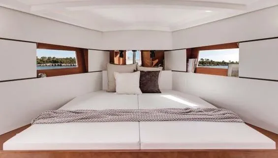 Slide: The Image of Stainless steel stove and oven in 2017 Beneteau Oceanis 38.1 yacht kitchen. - 13