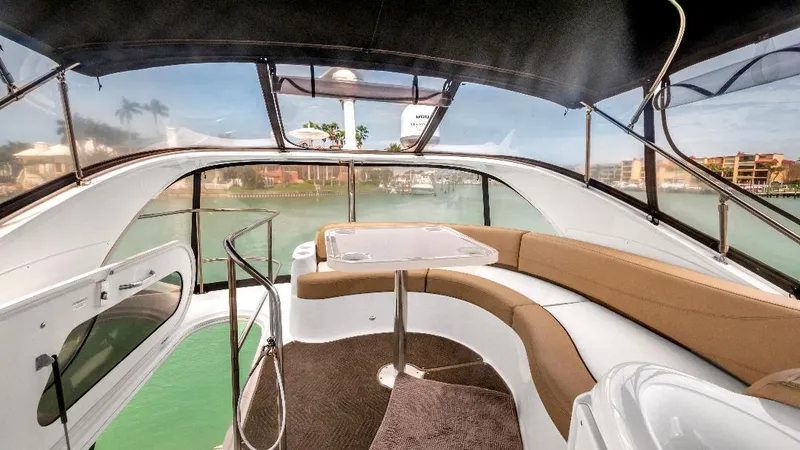 Slide: The Image of 2016 Meridian 391 Sedan interior with panoramic windows and plush seating. - 22