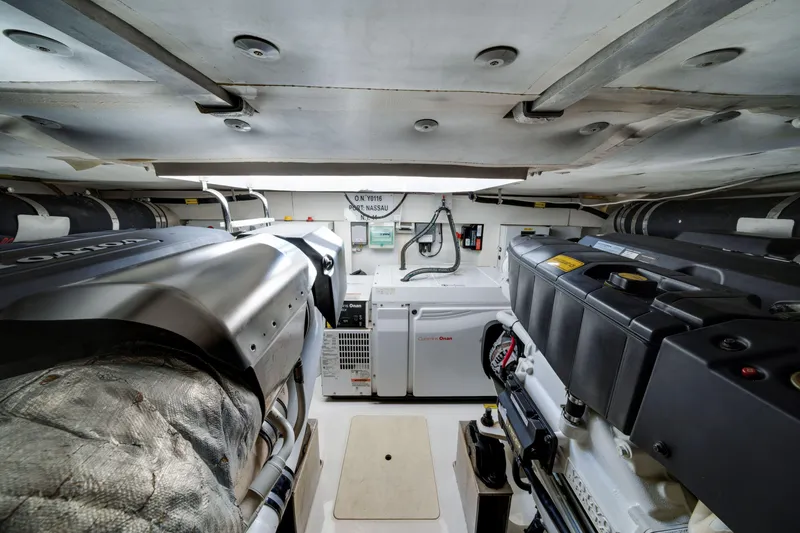 Slide: The Image of Engine room of 2018 Azimut 50 Fly yacht with Cummins Onan generator and Volvo engines. - 46