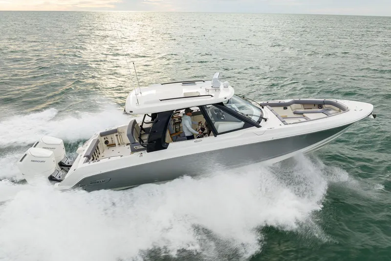 The Image of Manufacturer Provided Image: 2026 Boston Whaler 380 Realm cruising on open water, showcasing sleek design and powerful performance. - 0