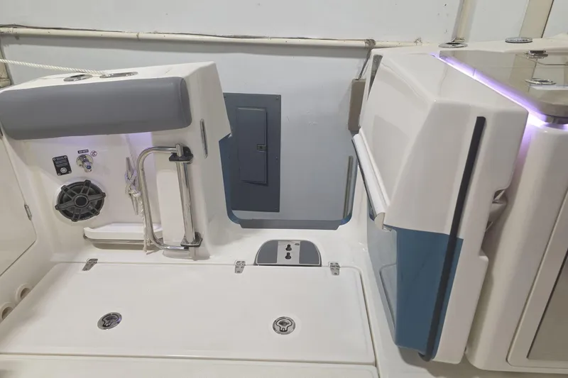 Slide: The Image of 2026 Boston Whaler 380 Realm interior, featuring modern design and advanced amenities. - 21